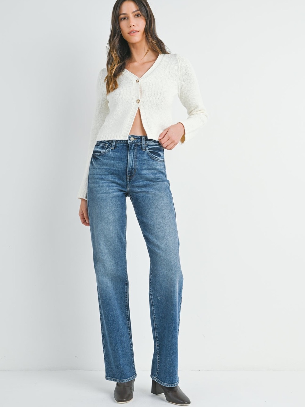 Just Black Denim - The Longer Length Straight Jean - Dark Denim Womens